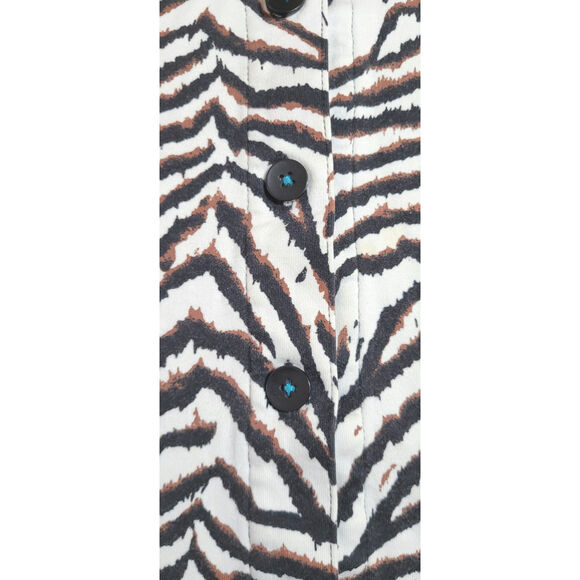 Bechamel Button Front Shirt Womens L Short Sleeve Safari Animal Print Blk Brown - Picture 5 of 6